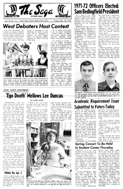 The Sage - Volume 6, Issue 11, Page 1.